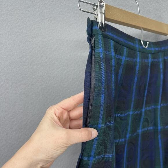 Pendleton Vest Skirt Set Womens 6 Green Blue Plaid Wool Petite Pleated Made USA - Picture 16 of 16